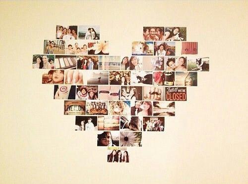 Deco-ideas para san Valentín: Un corazón de polaroids.