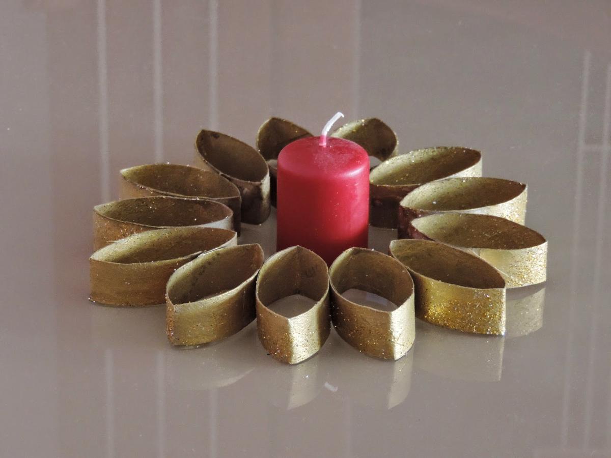 portavelas con tubos de cartón