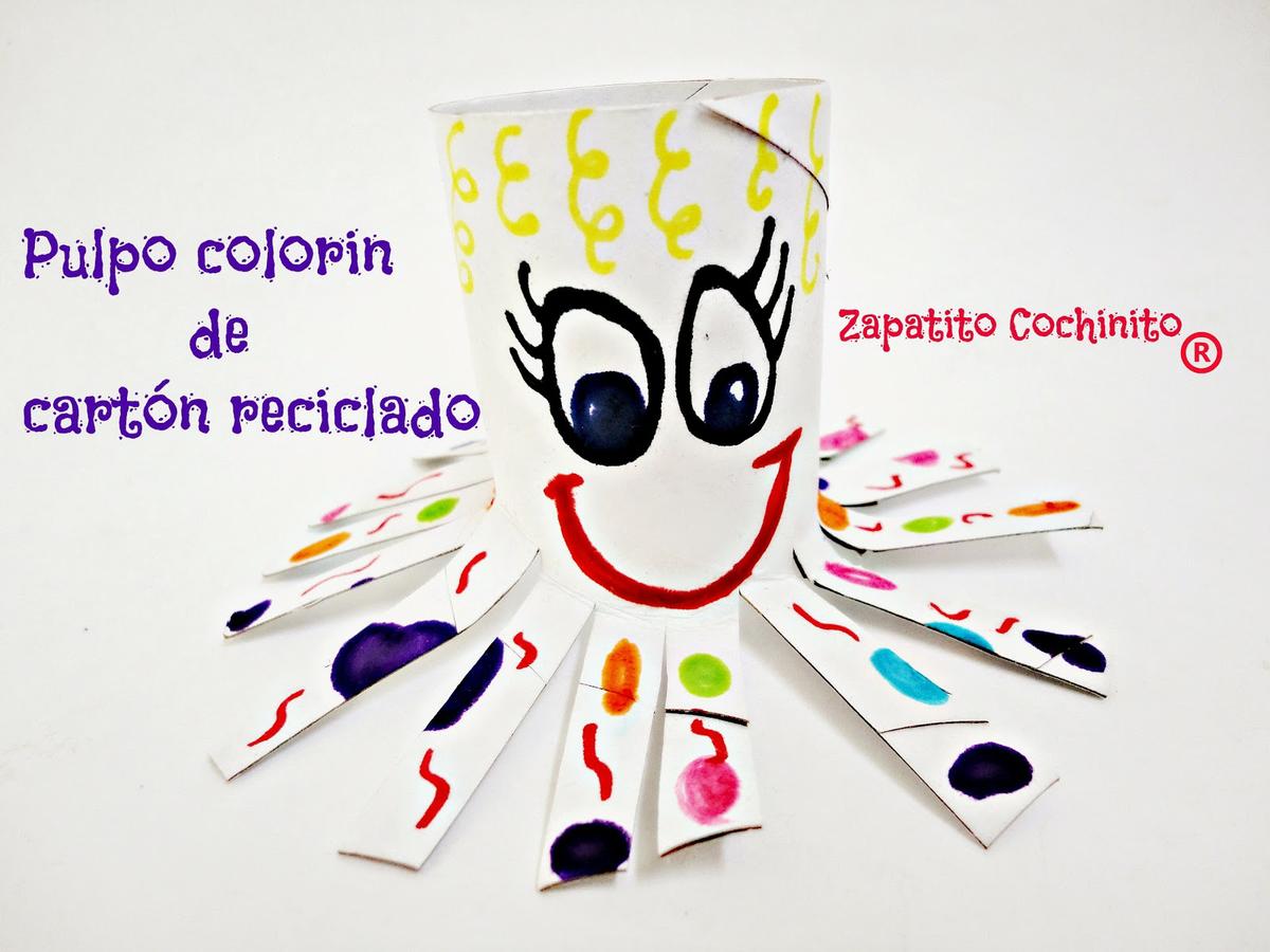 Pulpo colorin con tubo de cartón
