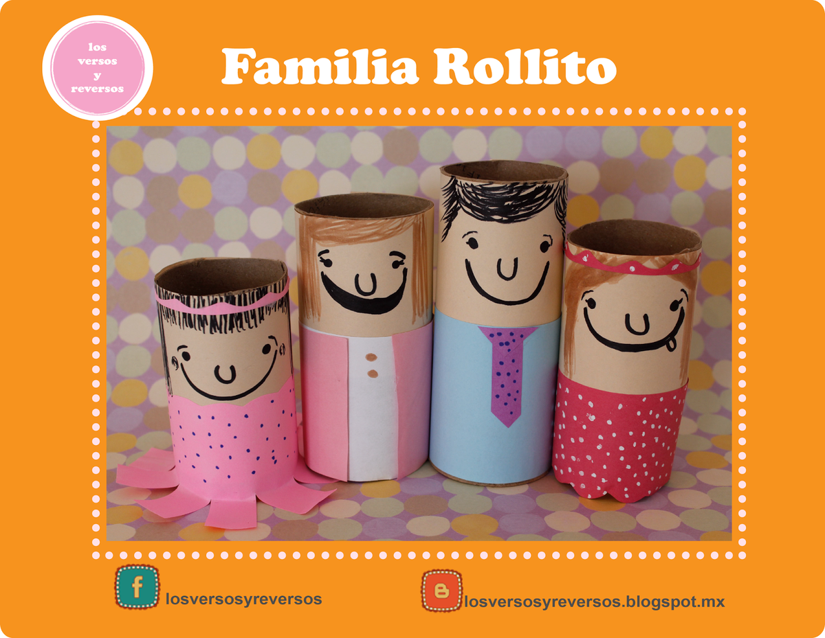 Familia rollito con tubos de carton