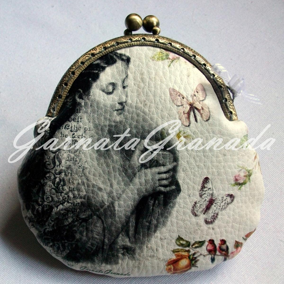 Monedero boquilla polipiel estampada Poema