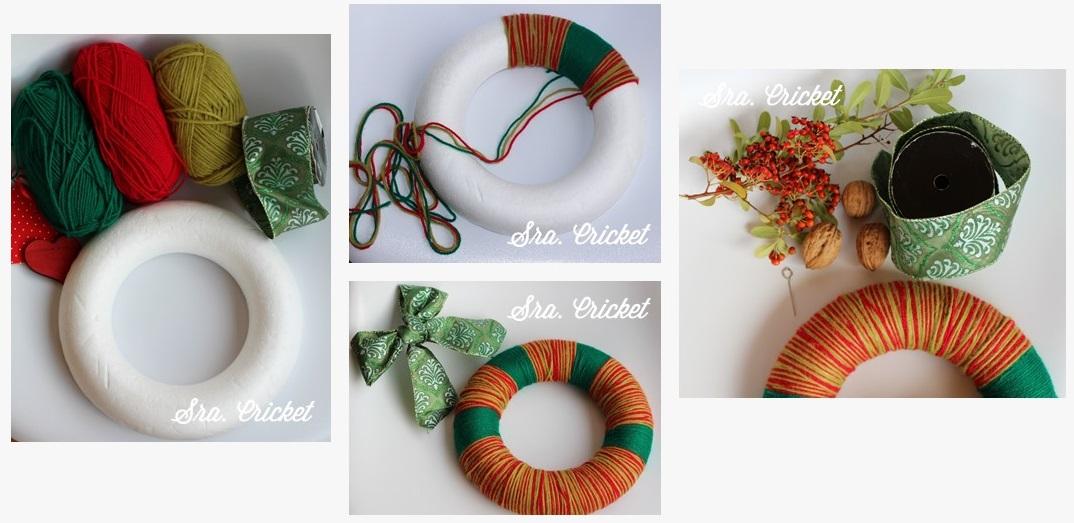 corona de navidad DIY tutorial corona de lana