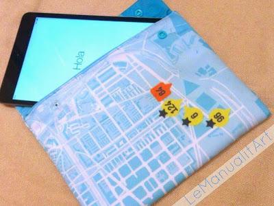 funda tablet de tela reciclada