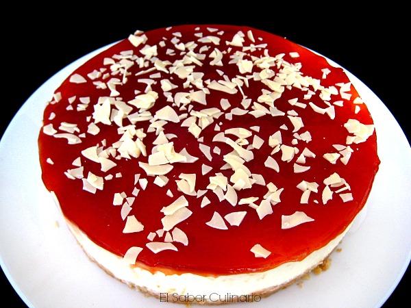 Tarta sin horno con chocolate blanco y yogur