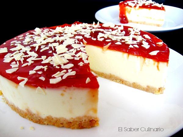 Tarta sin horno con chocolate blanco y yogur