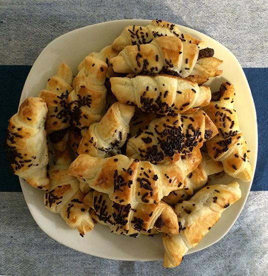Minicroissants de chocolate