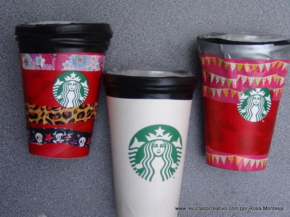 Infografía, cómo hacer un caleidoscopio con dos vasos de starbucks