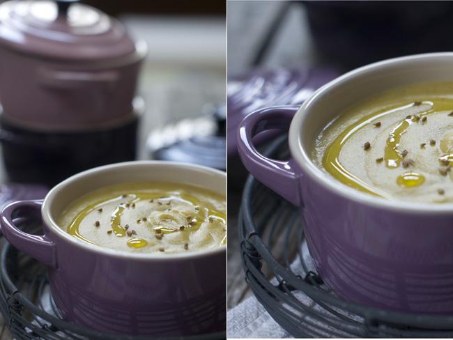 crema de coliflor, brócoli y patata con anís
