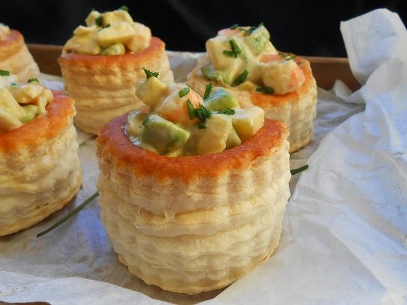 Volovanes de langostinos