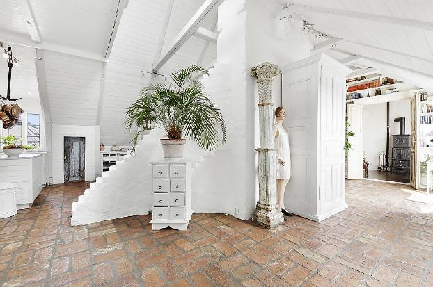 Ático de paredes blancas en Estocolmo | Decoración