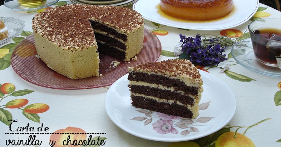 Tarta de vainilla y chocolate | Cocina