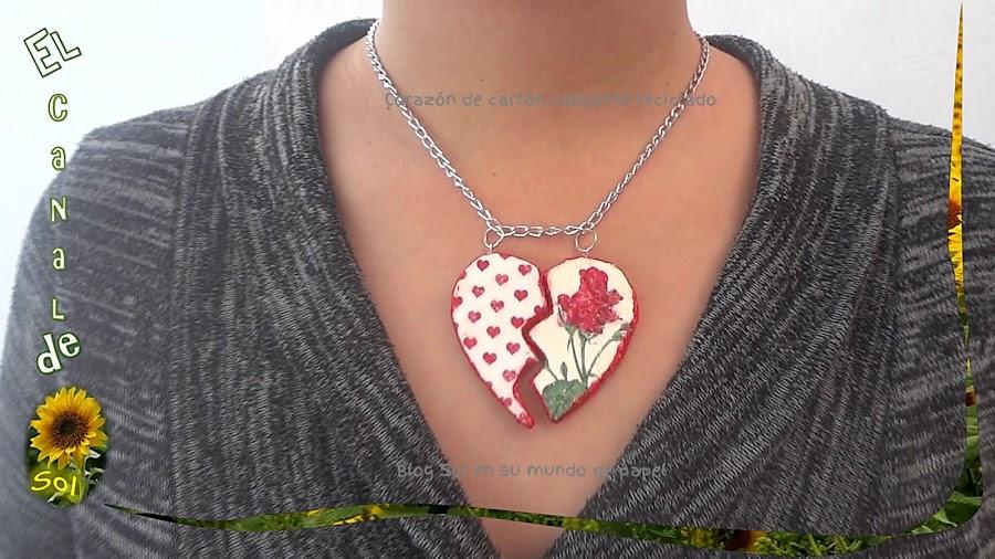Corazón de cartón, colgante reciclado | Manualidades