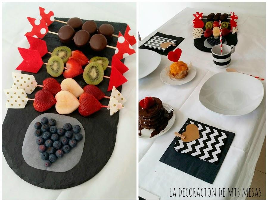 Mesa decorada para San Valentin Decoración