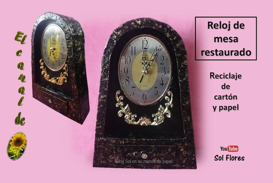 Reloj de mesa restaurado reciclaje de cart n y papel Manualidades