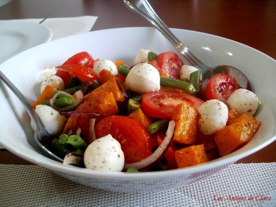 Ensalada de calabaza asada con judías verdes y queso ...