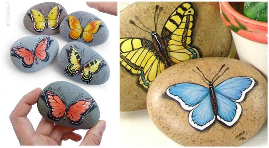 Ideas bonitas para pintar mariposas en piedras | Manualidades