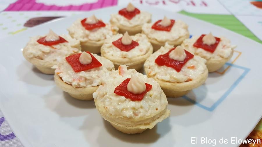 Canapés de atún, huevo y surimi | Cocina