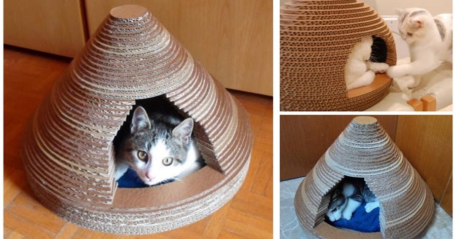Cómo hacer una casita para gato fácil y económico | Mascotas