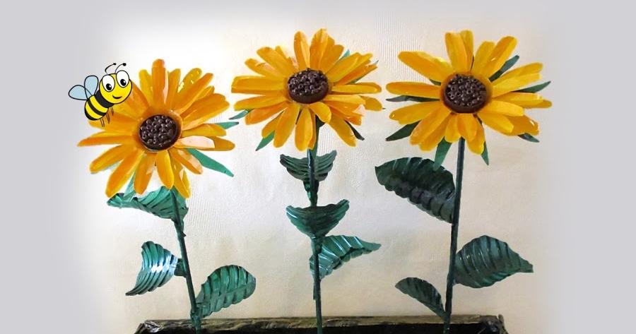 Cómo hacer girasoles con botellas PET | Manualidades