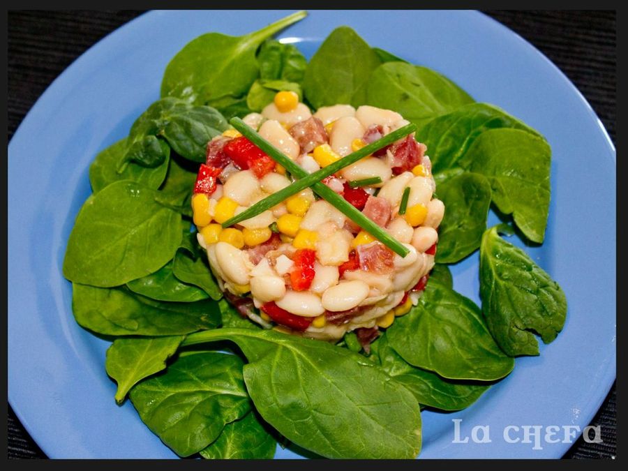 Ensalada de alubias y espinacas