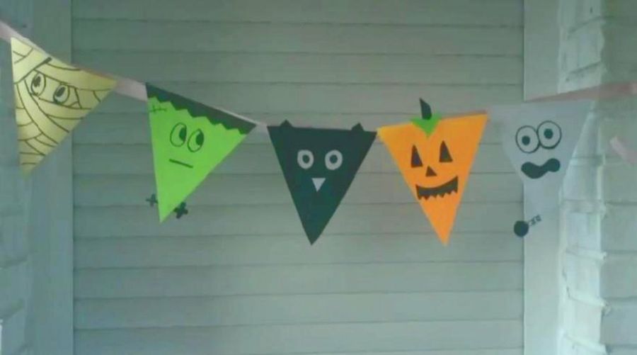 Lifreer decoración de interiores y exteriores 3 banderines de Halloween con diseño de calabaza y fantasma Decoración para fiesta de Halloween 5 piezas de papel para Halloween 
