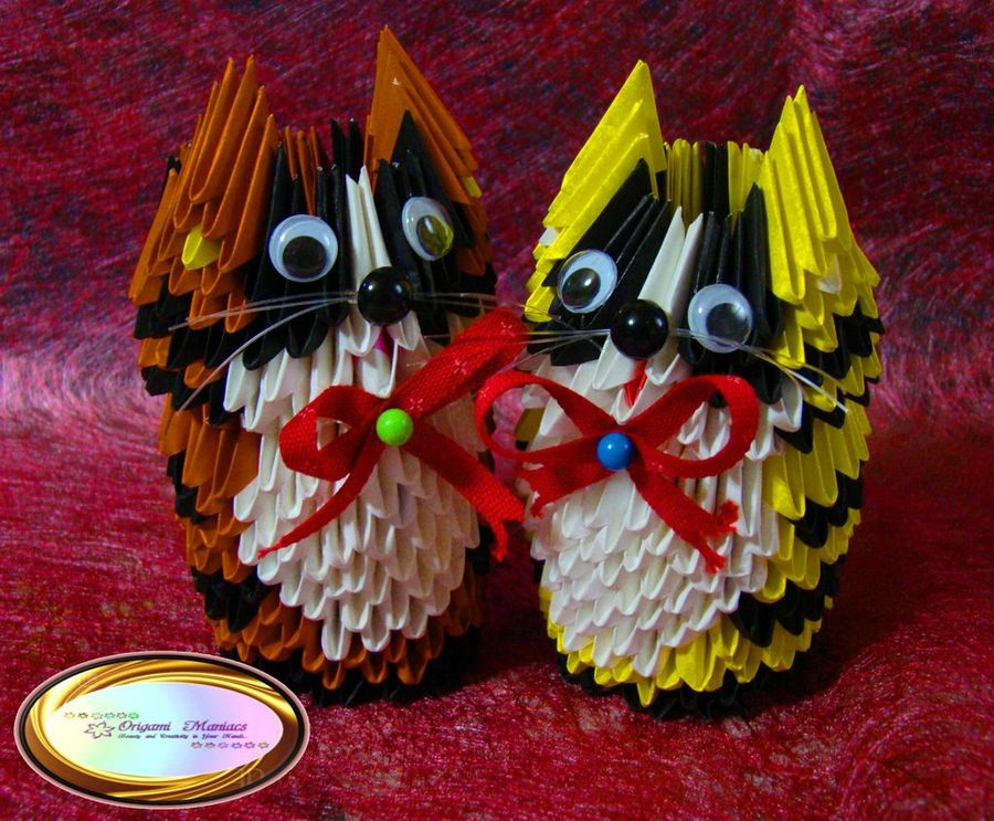 Hermoso Gatito En Origami 3d Manualidades