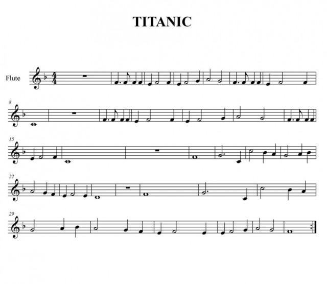 Titanic. Partitura para flauta dulce | Entretenimiento