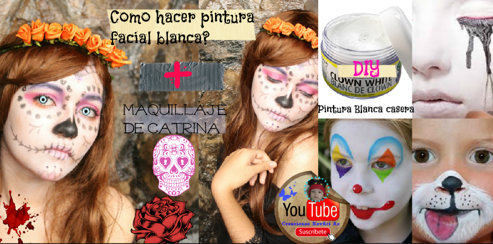 Cómo hacer pintura blanca facial casera + Maquillaje de Catrina |  Manualidades