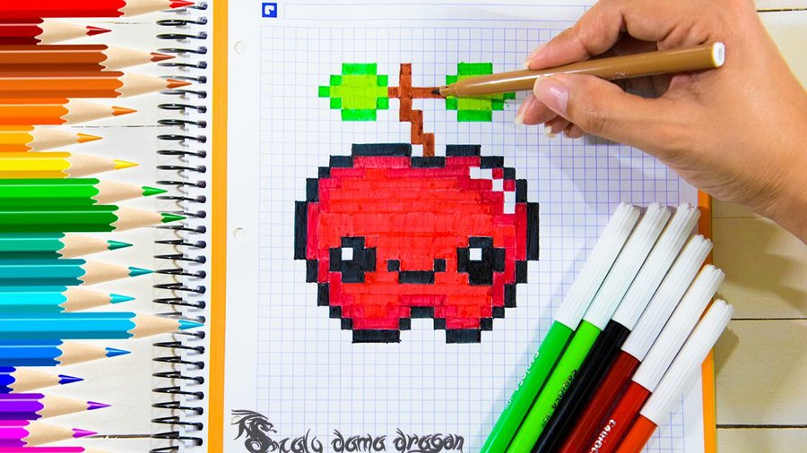 Cómo pintar una manzana en cuadrícula: pixel art | Manualidades