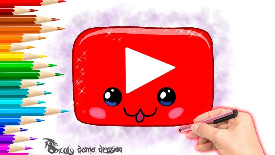 Dibujando el logo de youtube kawaii en una tablet | Manualidades