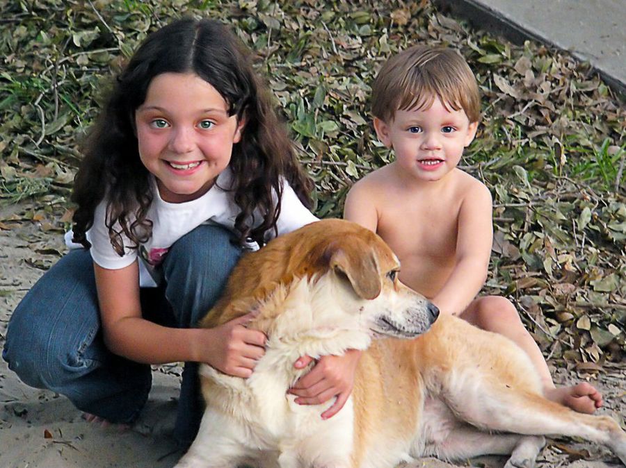 Niños y perro