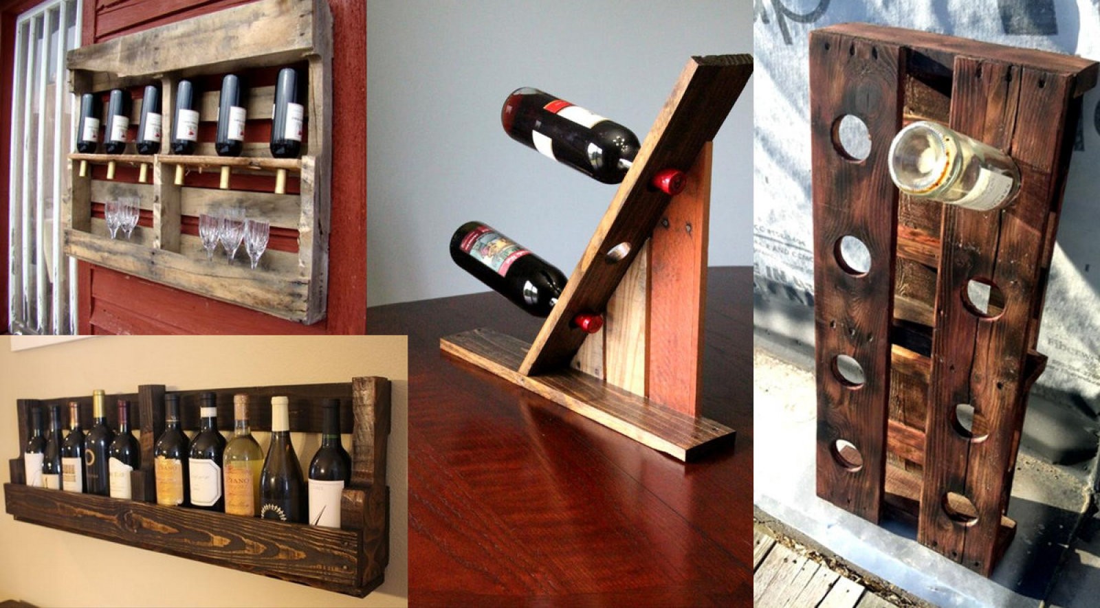 4 botelleros fabricados con palets