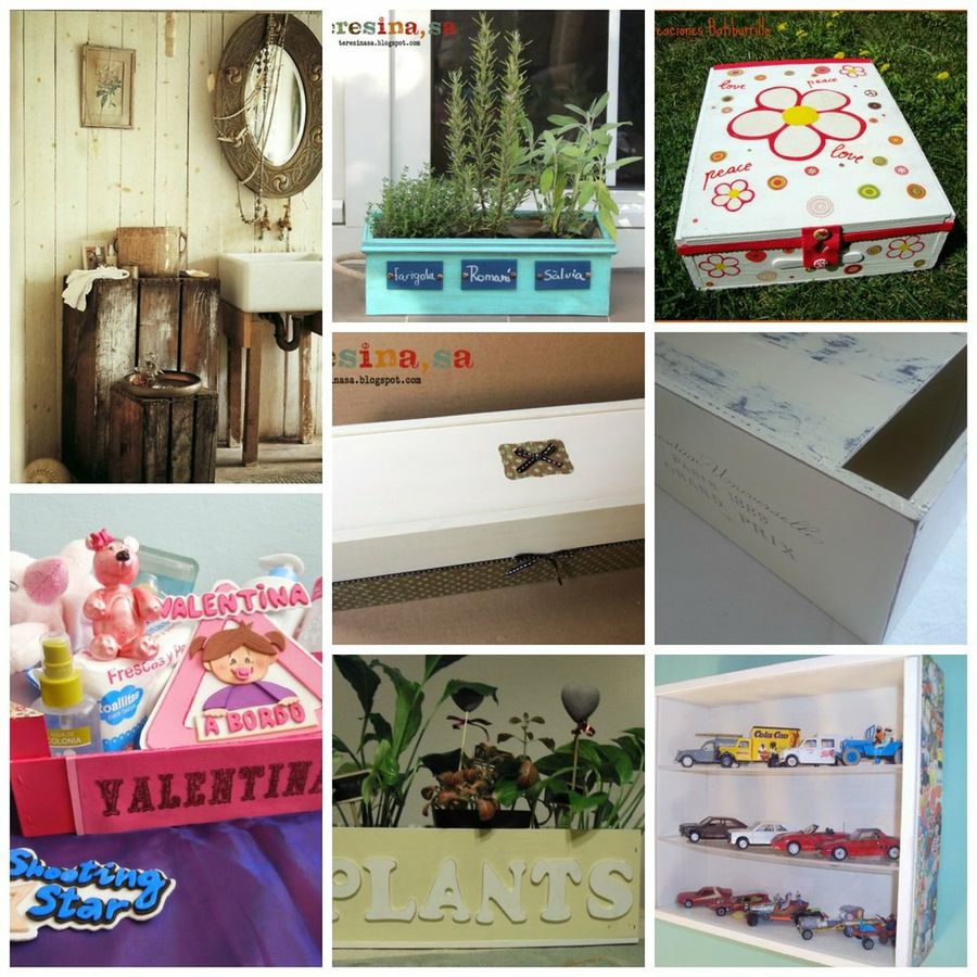 Ideas de decoracion con cajas de madera para fruta - Decomanitas:  Decoración vintage, DIY y reciclaje creativo