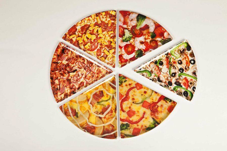 Conjunto rebanadas plato pizza