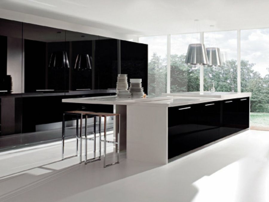 Cocinas sofisticadas: Vitrinas con marco de aluminio negro ‣ Cocinas  KUCHENHOUSE