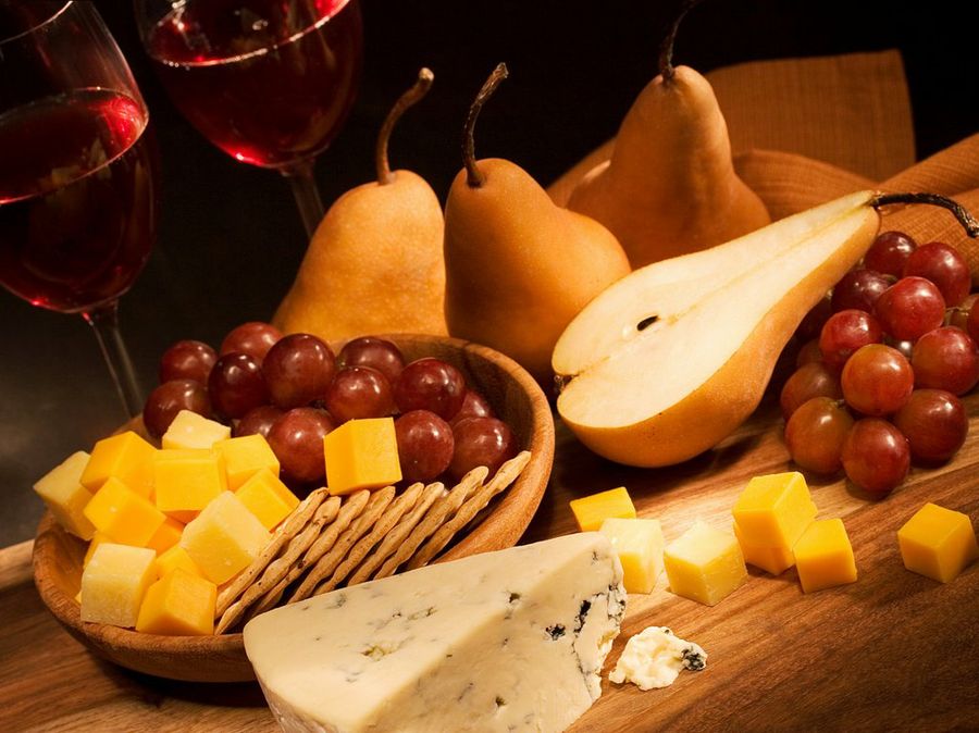 Queso, Peras, Uvas