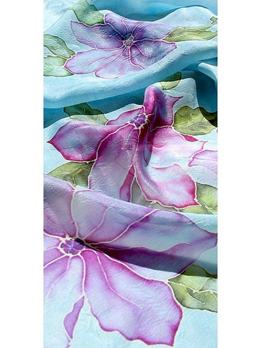 flores en tonos azules y malvas