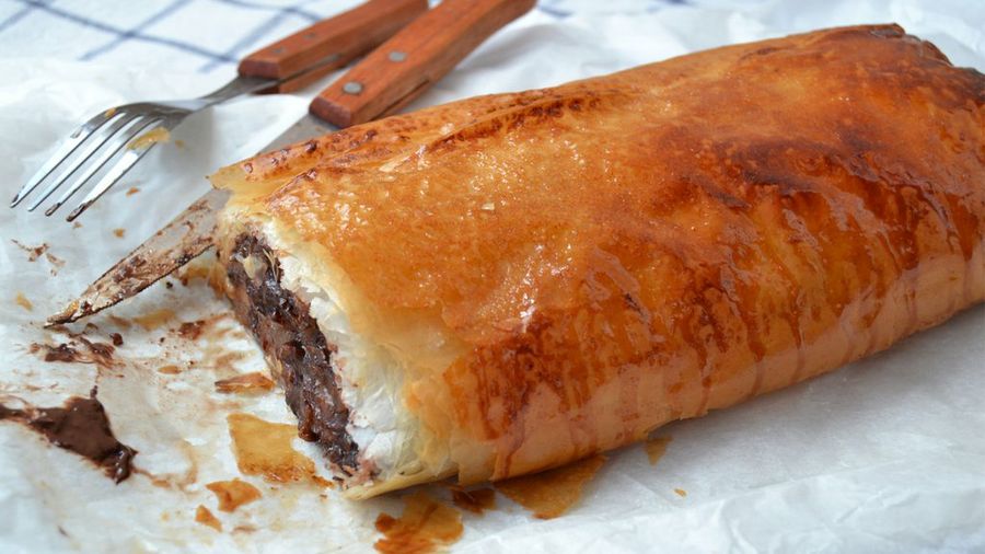 strudel de manzana y chocolate con