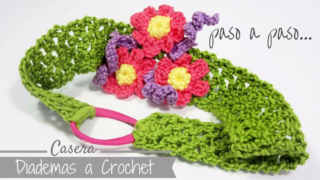 Diademas tejidas a crochet con flores ajustable | Manualidades