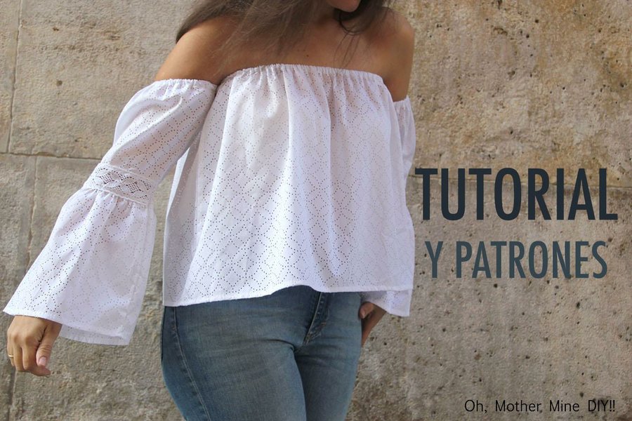 color Folleto consumirse DIY Tutorial y patrones gratis Blusa Sin Hombros | Manualidades