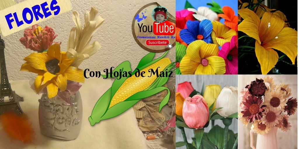 3 formas distintas de flores con hojas de maíz | Manualidades
