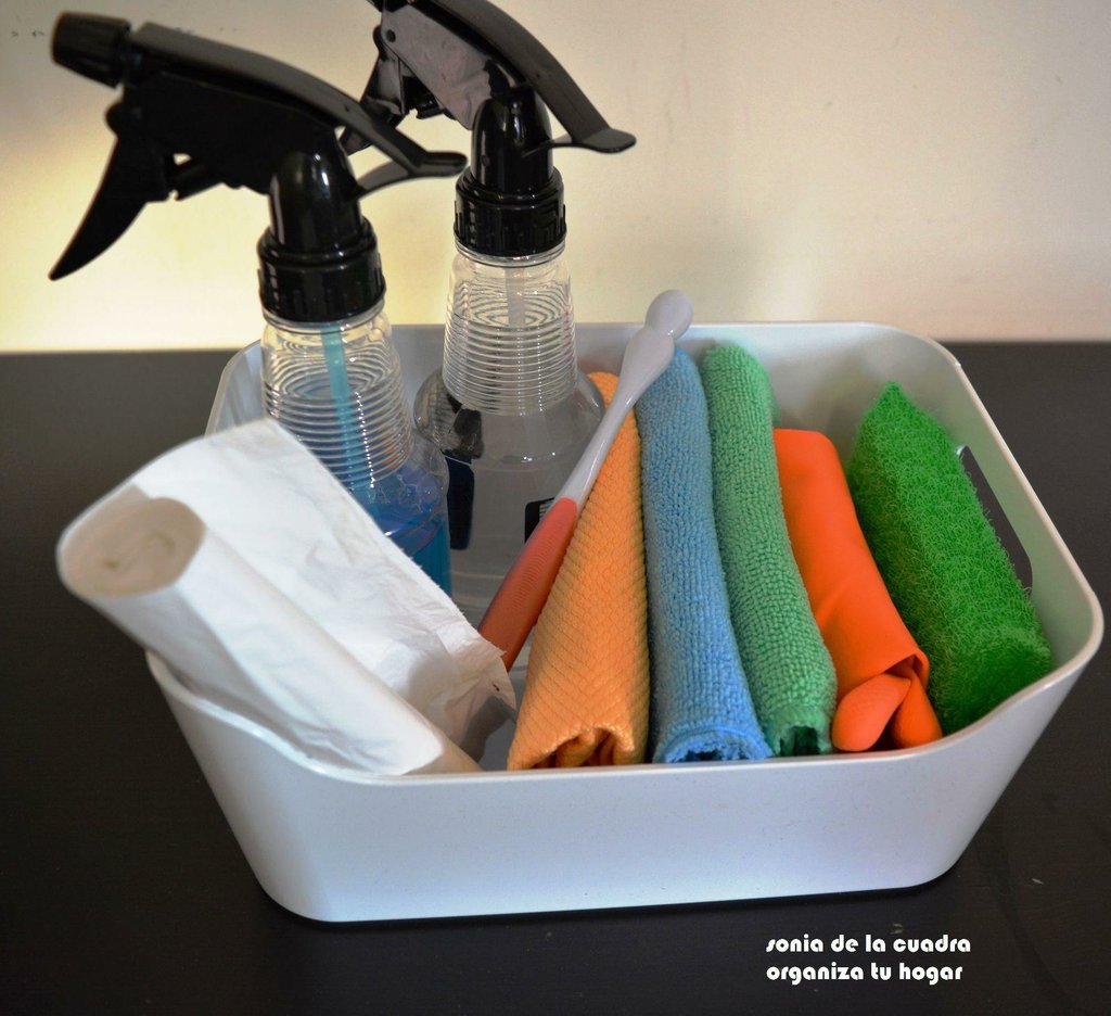 Set de productos de limpieza para el hogar.