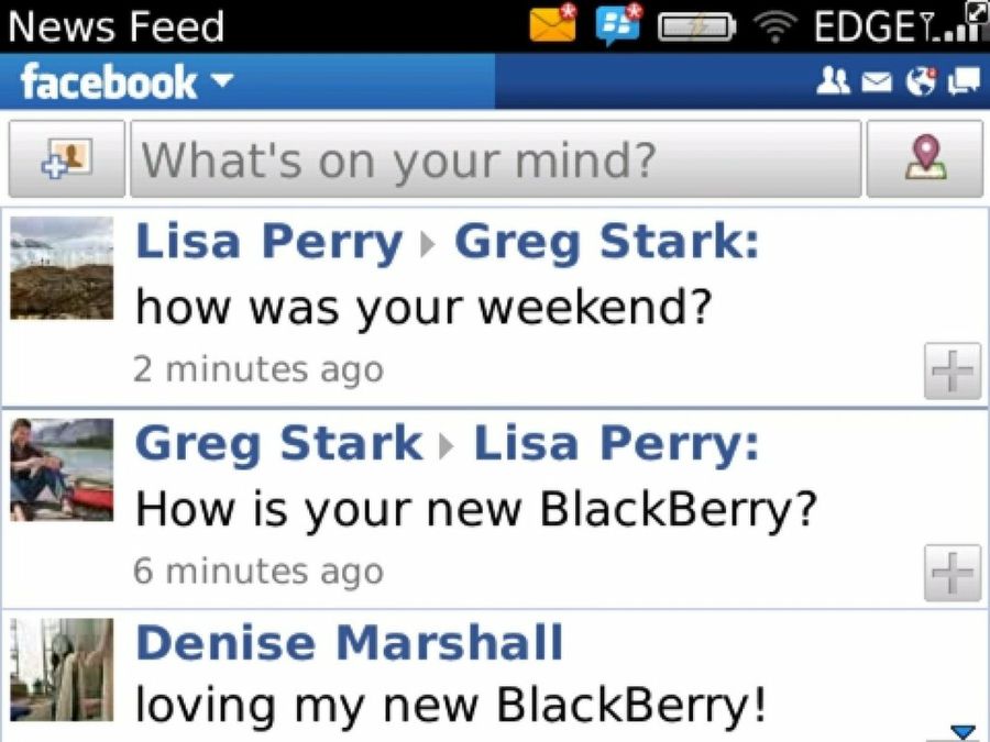 Notificaciones externas Facebook Blackberry