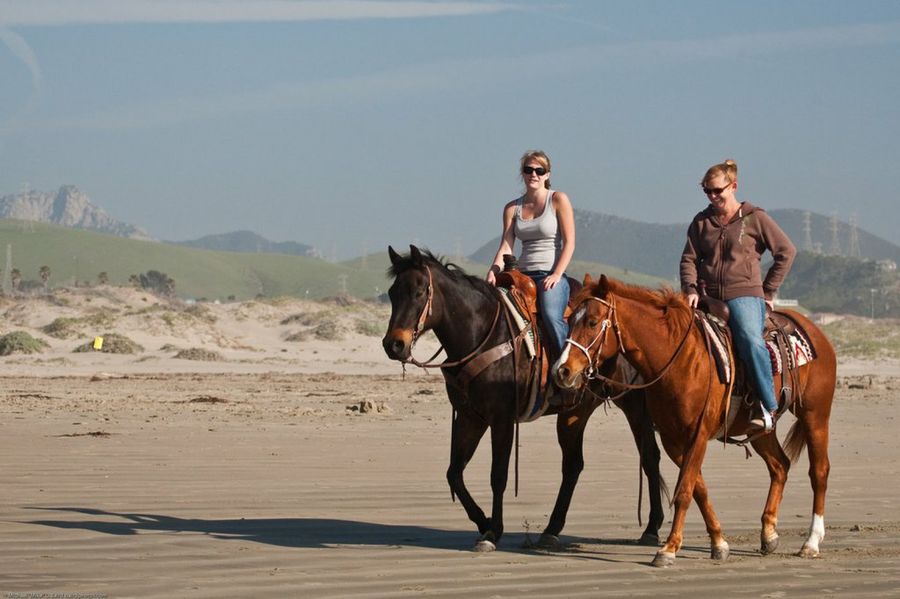 mujeres pasean a caballo