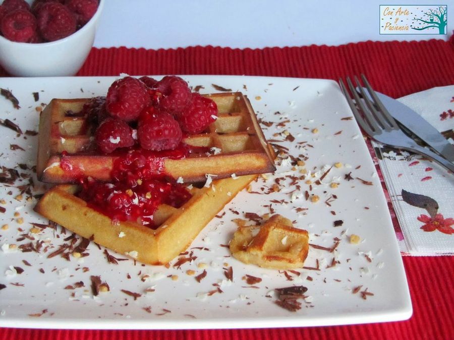  Gofres con frambuesas