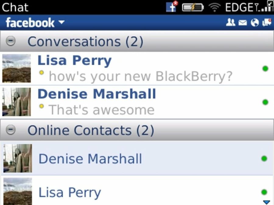 Facebook Chat Blackberry