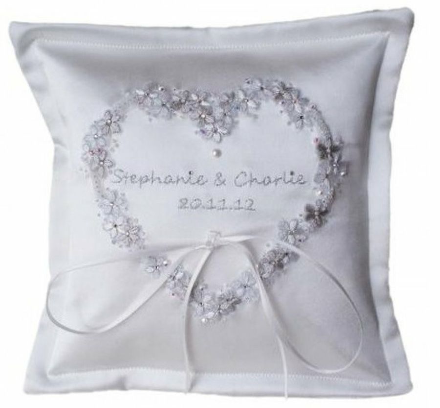 Almohada Para Anillos De Boda Yhuasia Encaje, Perlas, 15x15cm, Seda  Algodón