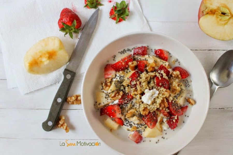 quinoa con fruta y yogur
