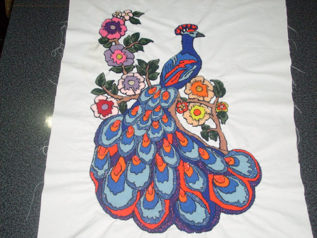 bordado chino pavo real | Manualidades, image size:1024x768
