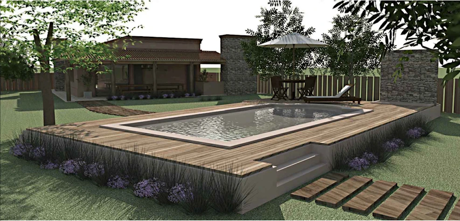 Que elementos de madera pueden decorar mi piscina o jardín?